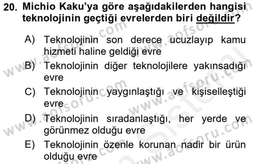 Yeni İletişim Teknolojileri Dersi 2017 - 2018 Yılı 3 Ders Sınav Soruları 20. Soru