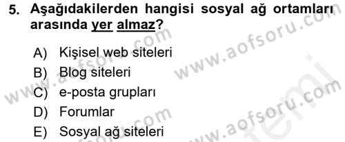 Yeni İletişim Teknolojileri Dersi 2017 - 2018 Yılı 3 Ders Sınav Soruları 5. Soru