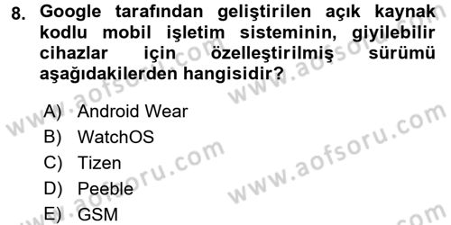 Yeni İletişim Teknolojileri Dersi 2017 - 2018 Yılı 3 Ders Sınav Soruları 8. Soru