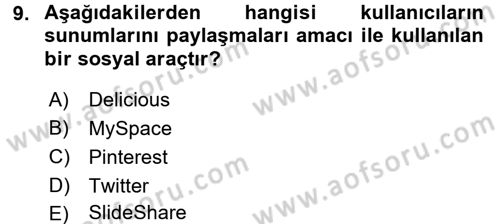 Yeni İletişim Teknolojileri Dersi 2017 - 2018 Yılı 3 Ders Sınav Soruları 9. Soru