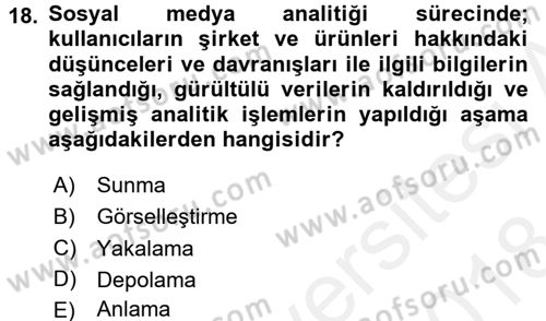 Yeni İletişim Teknolojileri Dersi 2017 - 2018 Yılı (Final) Dönem Sonu Sınav Soruları 18. Soru