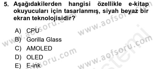 Yeni İletişim Teknolojileri Dersi 2017 - 2018 Yılı (Final) Dönem Sonu Sınav Soruları 5. Soru