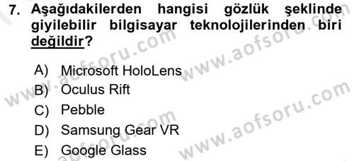 Yeni İletişim Teknolojileri Dersi 2017 - 2018 Yılı (Final) Dönem Sonu Sınav Soruları 7. Soru