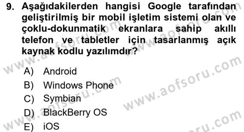 Yeni İletişim Teknolojileri Dersi 2017 - 2018 Yılı (Final) Dönem Sonu Sınav Soruları 9. Soru