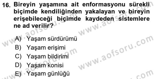 Yeni İletişim Teknolojileri Dersi 2018 - 2019 Yılı 3 Ders Sınav Soruları 16. Soru