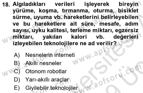 Yeni İletişim Teknolojileri Dersi 2018 - 2019 Yılı 3 Ders Sınav Soruları 18. Soru