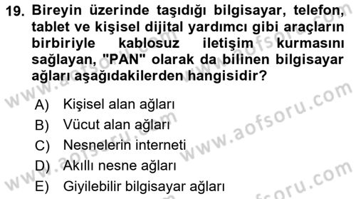 Yeni İletişim Teknolojileri Dersi 2018 - 2019 Yılı 3 Ders Sınav Soruları 19. Soru