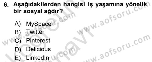Yeni İletişim Teknolojileri Dersi 2018 - 2019 Yılı 3 Ders Sınav Soruları 6. Soru