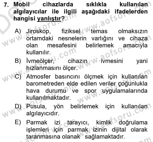 Yeni İletişim Teknolojileri Dersi 2018 - 2019 Yılı 3 Ders Sınavı 7. Soru