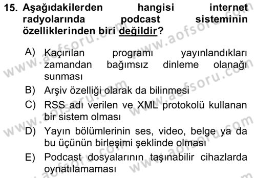 Yeni İletişim Teknolojileri Dersi 2018 - 2019 Yılı (Vize) Ara Sınav Soruları 15. Soru