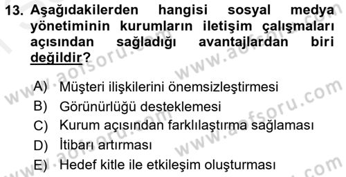 Yeni İletişim Teknolojileri Dersi 2018 - 2019 Yılı (Final) Dönem Sonu Sınavı 13. Soru