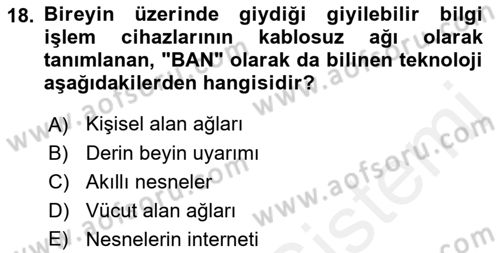 Yeni İletişim Teknolojileri Dersi 2018 - 2019 Yılı (Final) Dönem Sonu Sınav Soruları 18. Soru
