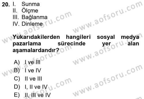 Yeni İletişim Teknolojileri Dersi 2018 - 2019 Yılı (Final) Dönem Sonu Sınav Soruları 20. Soru