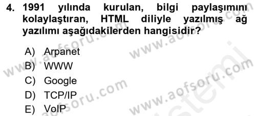 Yeni İletişim Teknolojileri Dersi 2018 - 2019 Yılı (Final) Dönem Sonu Sınav Soruları 4. Soru