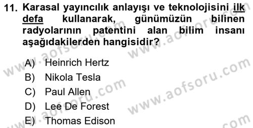 Yeni İletişim Teknolojileri Dersi 2021 - 2022 Yılı (Vize) Ara Sınav Soruları 11. Soru