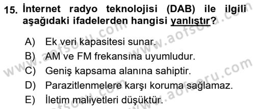 Yeni İletişim Teknolojileri Dersi 2021 - 2022 Yılı (Vize) Ara Sınav Soruları 15. Soru