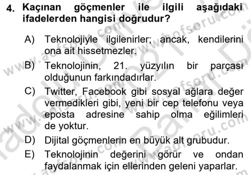 Yeni İletişim Teknolojileri Dersi 2021 - 2022 Yılı (Vize) Ara Sınav Soruları 4. Soru