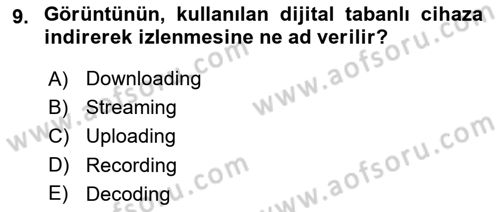 Yeni İletişim Teknolojileri Dersi 2021 - 2022 Yılı (Vize) Ara Sınav Soruları 9. Soru
