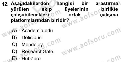 Yeni İletişim Teknolojileri Dersi 2021 - 2022 Yılı (Final) Dönem Sonu Sınavı 12. Soru