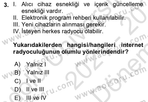 Yeni İletişim Teknolojileri Dersi 2021 - 2022 Yılı (Final) Dönem Sonu Sınavı 3. Soru