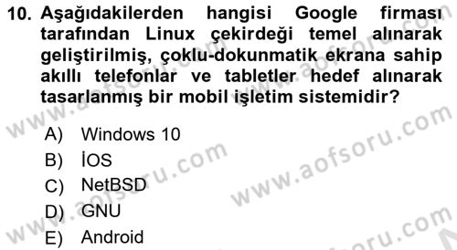 Yeni İletişim Teknolojileri Dersi 2021 - 2022 Yılı Yaz Okulu Sınav Soruları 10. Soru