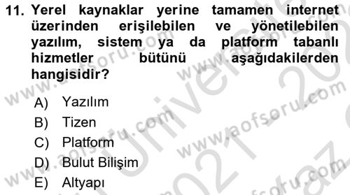 Yeni İletişim Teknolojileri Dersi 2021 - 2022 Yılı Yaz Okulu Sınav Soruları 11. Soru