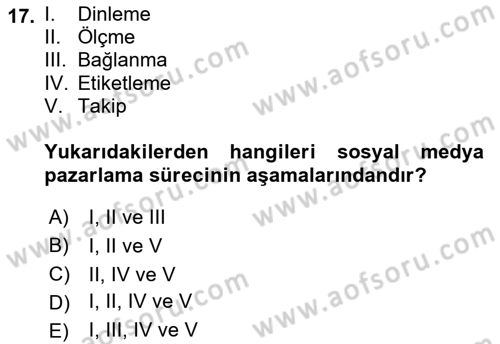 Yeni İletişim Teknolojileri Dersi 2021 - 2022 Yılı Yaz Okulu Sınav Soruları 17. Soru