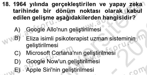 Yeni İletişim Teknolojileri Dersi 2021 - 2022 Yılı Yaz Okulu Sınav Soruları 18. Soru