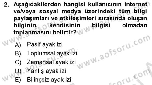 Yeni İletişim Teknolojileri Dersi 2021 - 2022 Yılı Yaz Okulu Sınav Soruları 2. Soru