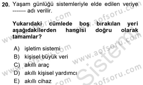 Yeni İletişim Teknolojileri Dersi 2021 - 2022 Yılı Yaz Okulu Sınav Soruları 20. Soru