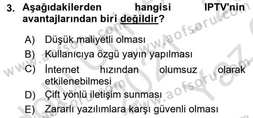 Yeni İletişim Teknolojileri Dersi 2021 - 2022 Yılı Yaz Okulu Sınav Soruları 3. Soru