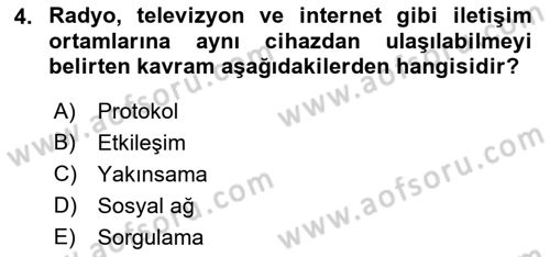 Yeni İletişim Teknolojileri Dersi 2021 - 2022 Yılı Yaz Okulu Sınav Soruları 4. Soru