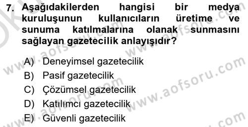 Yeni İletişim Teknolojileri Dersi 2021 - 2022 Yılı Yaz Okulu Sınav Soruları 7. Soru