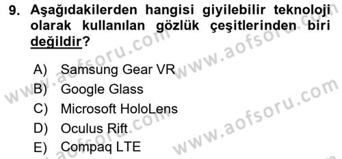 Yeni İletişim Teknolojileri Dersi 2021 - 2022 Yılı Yaz Okulu Sınav Soruları 9. Soru