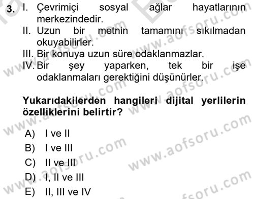 Yeni İletişim Teknolojileri Dersi 2023 - 2024 Yılı (Vize) Ara Sınav Soruları 3. Soru