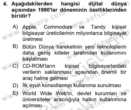 Yeni İletişim Teknolojileri Dersi 2023 - 2024 Yılı (Vize) Ara Sınavı 4. Soru