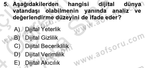 Yeni İletişim Teknolojileri Dersi 2023 - 2024 Yılı (Vize) Ara Sınav Soruları 5. Soru