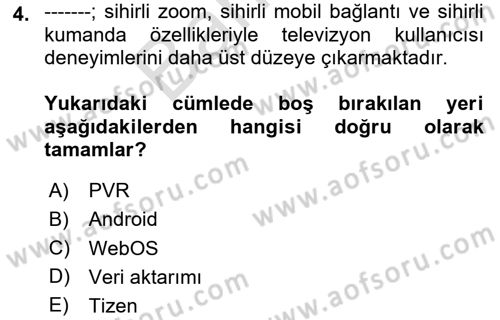 Yeni İletişim Teknolojileri Dersi 2023 - 2024 Yılı (Final) Dönem Sonu Sınav Soruları 4. Soru