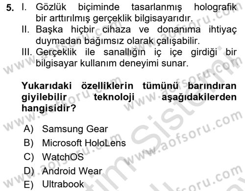 Yeni İletişim Teknolojileri Dersi 2023 - 2024 Yılı (Final) Dönem Sonu Sınav Soruları 5. Soru