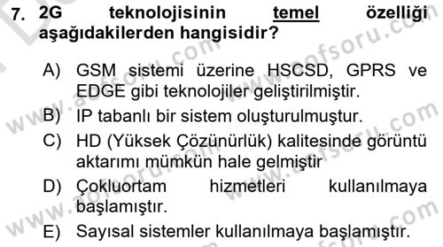 Yeni İletişim Teknolojileri Dersi 2023 - 2024 Yılı (Final) Dönem Sonu Sınav Soruları 7. Soru