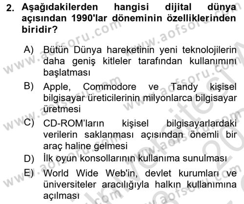 Yeni İletişim Teknolojileri Dersi 2023 - 2024 Yılı Yaz Okulu Sınav Soruları 2. Soru