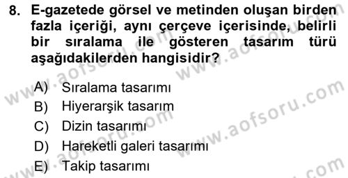 Yeni İletişim Teknolojileri Dersi 2023 - 2024 Yılı Yaz Okulu Sınav Soruları 8. Soru