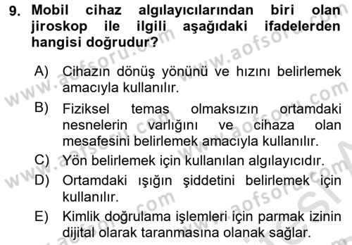 Yeni İletişim Teknolojileri Dersi 2023 - 2024 Yılı Yaz Okulu Sınav Soruları 9. Soru