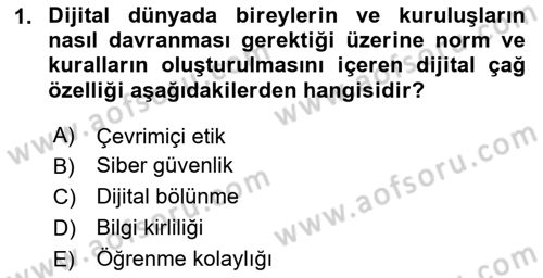 Yeni İletişim Teknolojileri Dersi 2024 - 2025 Yılı (Vize) Ara Sınav Soruları 1. Soru