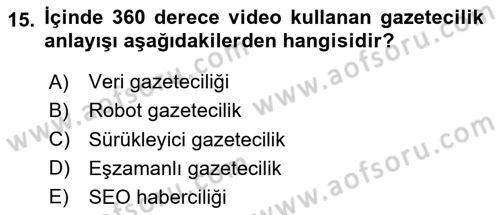 Yeni İletişim Teknolojileri Dersi 2024 - 2025 Yılı (Vize) Ara Sınav Soruları 15. Soru
