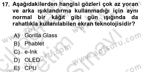 Yeni İletişim Teknolojileri Dersi 2024 - 2025 Yılı (Vize) Ara Sınav Soruları 17. Soru