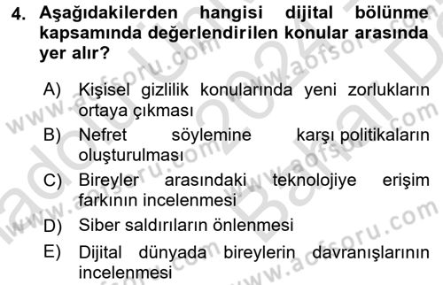 Yeni İletişim Teknolojileri Dersi 2024 - 2025 Yılı (Vize) Ara Sınav Soruları 4. Soru