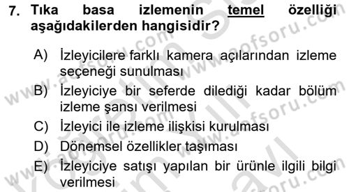 Yeni İletişim Teknolojileri Dersi 2024 - 2025 Yılı (Vize) Ara Sınav Soruları 7. Soru