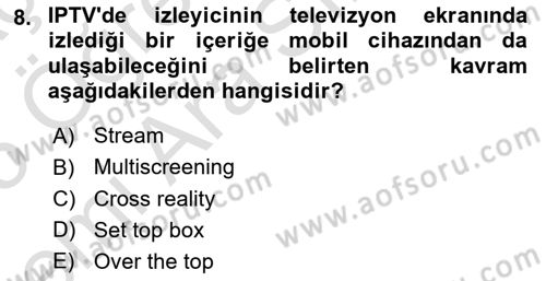 Yeni İletişim Teknolojileri Dersi 2024 - 2025 Yılı (Vize) Ara Sınav Soruları 8. Soru