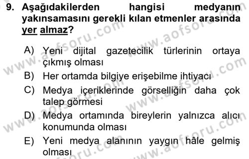 Yeni İletişim Teknolojileri Dersi 2024 - 2025 Yılı (Vize) Ara Sınav Soruları 9. Soru